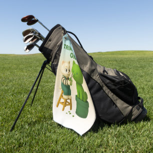 Cat Gardener Topiary Trim Mode Surreal Golf Towel
