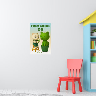 Cat Gardener Topiary Trim Mode Surreal Poster