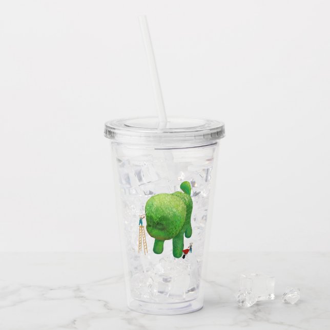 Cat Gardeners and Green Animal Bush Acrylic Tumbler (Front Ice)
