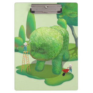 Cat Gardeners and Green Animal Bush Clipboard