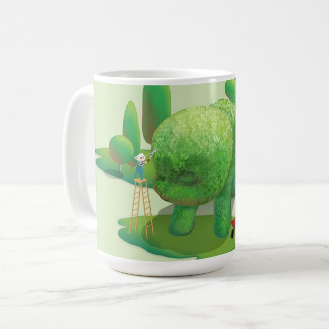 Cat Gardeners and Green Animal Bush Coffee Mug (Front Left)