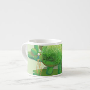 Cat Gardeners: Topiary Puppy Green Thumb Art Espresso Cup