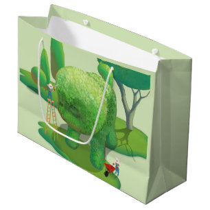 Cat Gardeners: Topiary Puppy Green Thumb Art Large Gift Bag