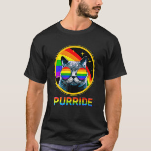 Cat Gay Pride Rainbow Sunglasses LGBQ LGB T-Shirt