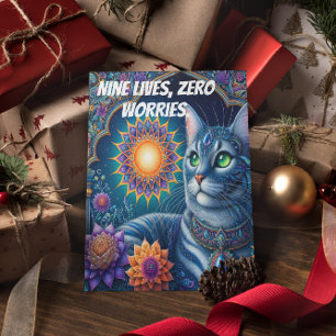 Cat Gazing Under a Starry Sky at Midnight Postcard