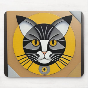 Cat Geometric Artwork Mouse Pad