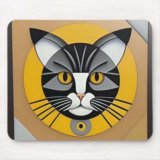 Cat Geometric Artwork Mouse Pad (Front)