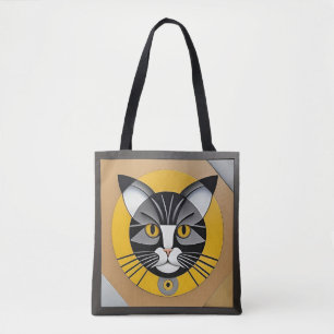 Cat Geometric Artwork Tote Bag