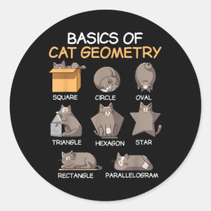 Cat Geometry Math Funny Cat Gifts For Cat Dad, Cat Classic Round Sticker