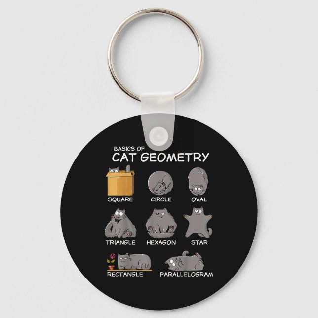 Cat Geometry Math Funny Cat Gifts For Cat Dad, Cat Key Ring (Front)