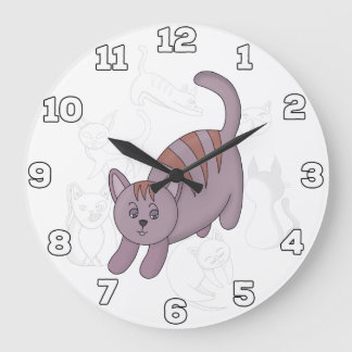 Cat getting ready to jump large clock