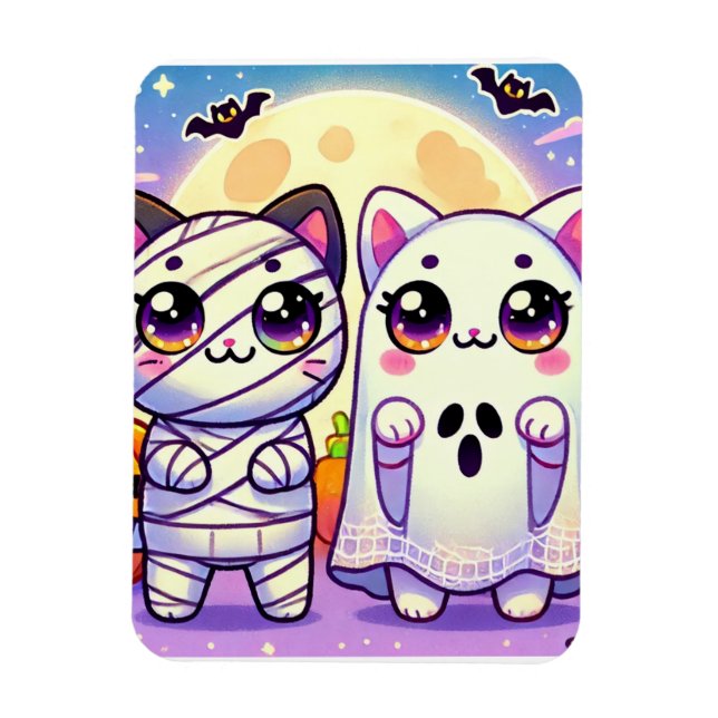 Cat Ghost and Cat Mummy Magnet (Vertical)