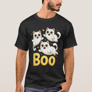CAT Ghost Boo Cute Kitty Cats Lover Halloween Wome T-Shirt