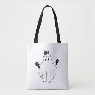 Cat Ghost Boo Halloween Funny Spooky Black Cat  Tote Bag
