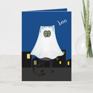 Cat Ghost Halloween Card - Customisable