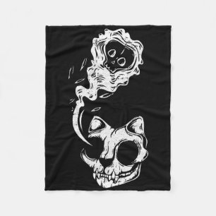 Cat Ghost Lazy Halloween Costume Fun Kitten Skull  Fleece Blanket