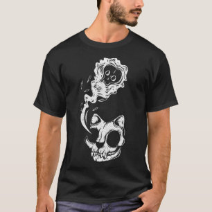 Cat Ghost Lazy Halloween Costume Fun Kitten Skull T-Shirt