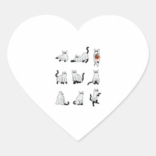 Cat Ghost Spooky Cute Halloween for Men Women Kids Heart Sticker
