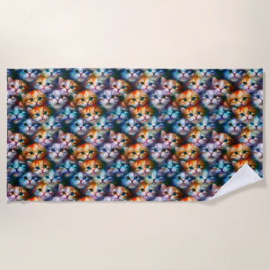 Cat Gift Cute Cat Faces Beach Towel