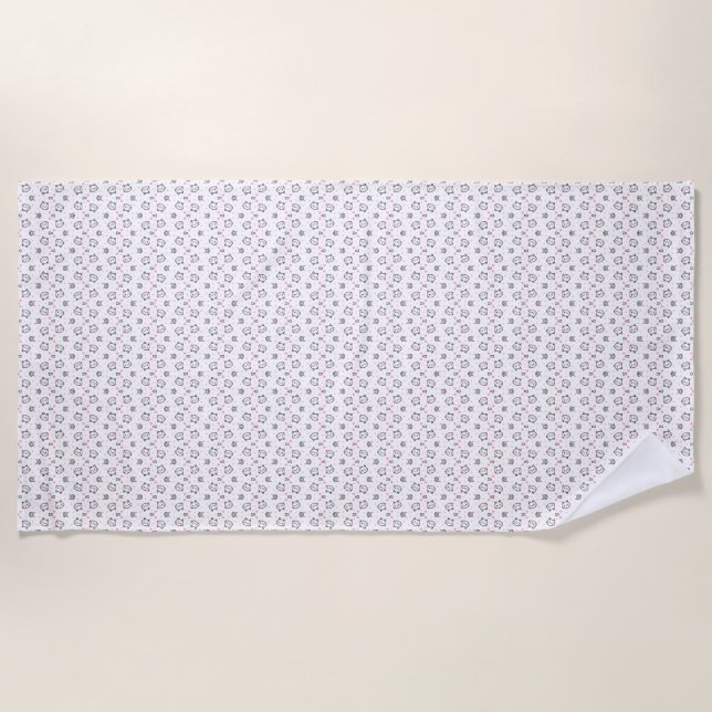 Cat Gift | Cute Cat Pattern Seamless Background Beach Towel (Front)
