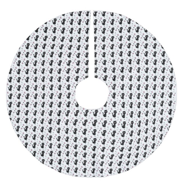 Cat Gift | Cute Cat Pattern Seamless Background Brushed Polyester Tree Skirt (Front)