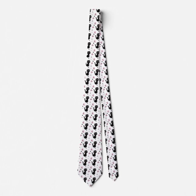 Cat Gift | Cute Cat Pattern Seamless Background Tie (Front)