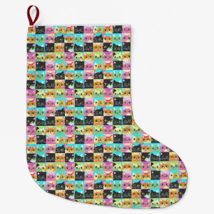 Cat Gift   Cute Kawaii Cat Pattern Large Christmas Stocking
