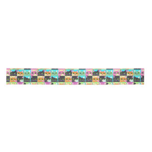 Cat Gift   Cute Kawaii Cat Pattern Satin Ribbon