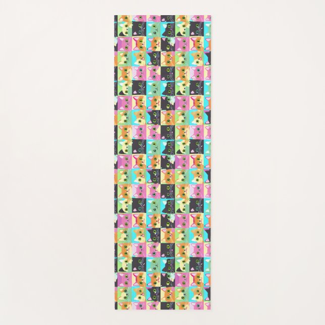 Cat Gift | Cute Kawaii Cat Pattern Yoga Mat (Front)