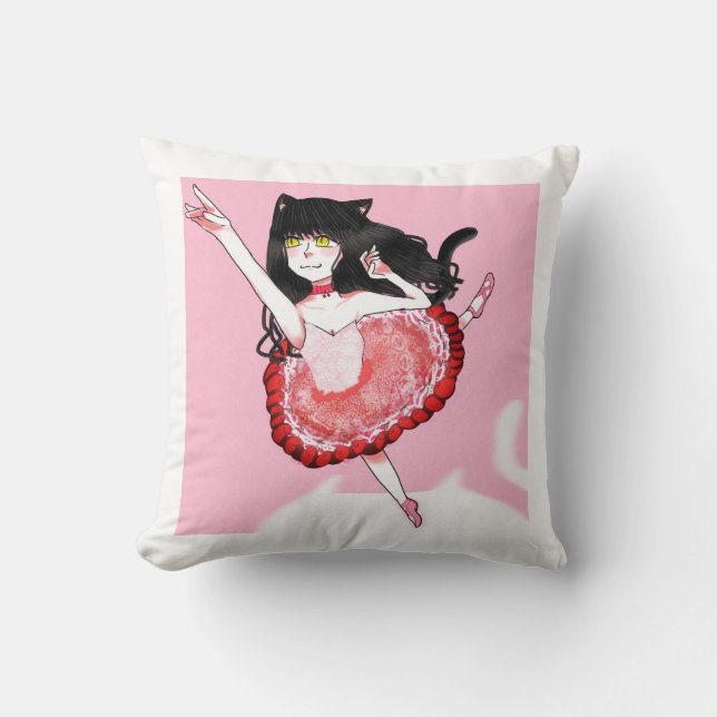 Cat Girl Ballerina Cushion (Front)