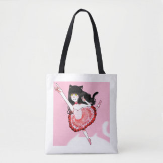 Cat Girl Ballerina Tote Bag