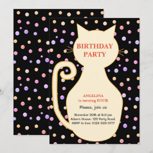 Cat Girl Birthday Invitation