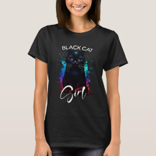 Cat Girl Grumpy Black Cat T-Shirt
