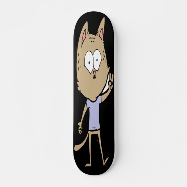 Cat Giving Peace Sign Skateboard (Front)