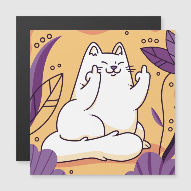 Cat giving the finger magnetic invitation (Front/Back)