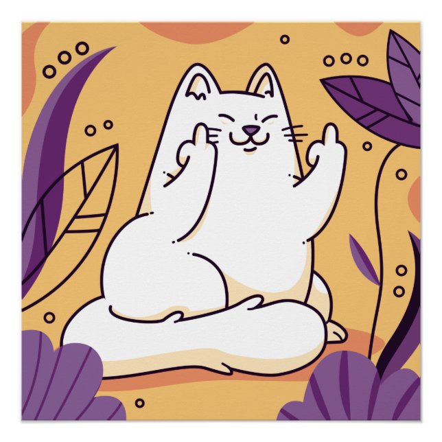 Cat giving the finger poster (Front)