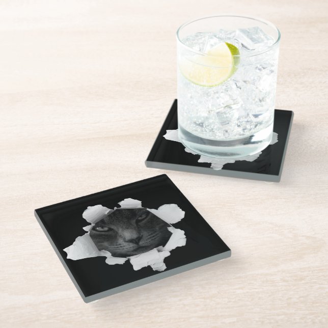 Cat Glass Coaster (Angled)