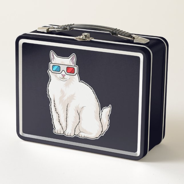 Cat Glasses Metal Lunch Box (Front)