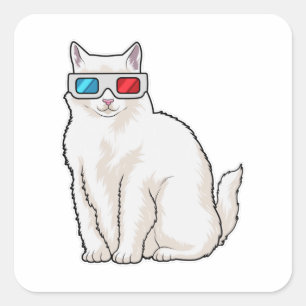 Cat Glasses Square Sticker