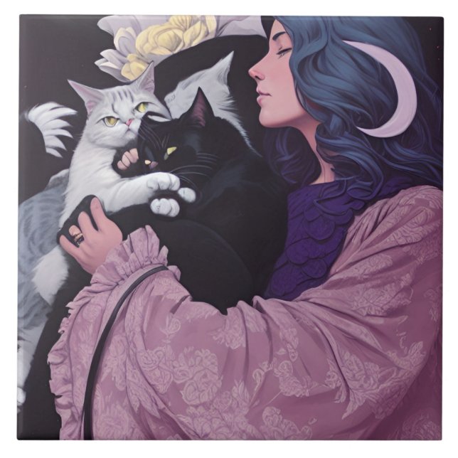 Cat Goddess Ceramic Tile (Front)