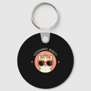Cat - Godit, Donut! Sy Retro Cat Lover Design Key Ring