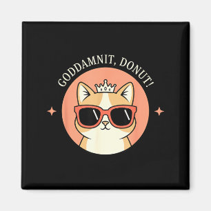 Cat - Godit, Donut! Sy Retro Cat Lover Design Magnet