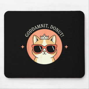 Cat - Godit, Donut! Sy Retro Cat Lover Design  Mouse Pad