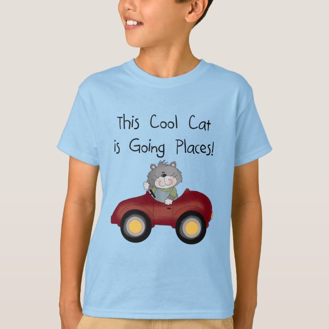 Cat Going Places Red Car tshirts and Gifts (Front)