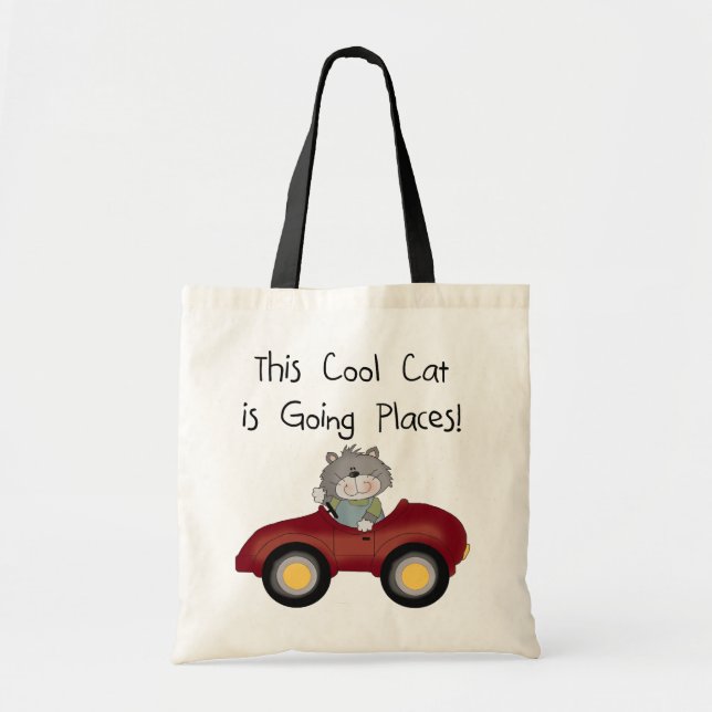 Cat Going Places Red Car tshirts and Gifts Tote Bag (Front)