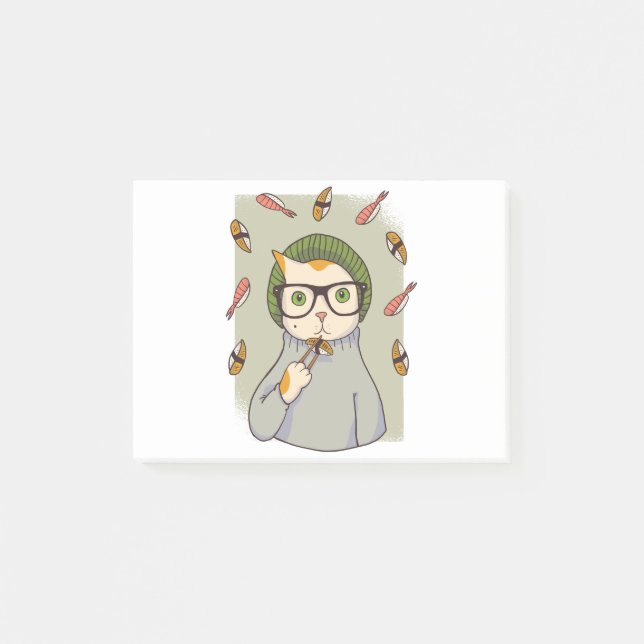 Cat Gourmet Sushi Lover Design Post-it Notes (Front)