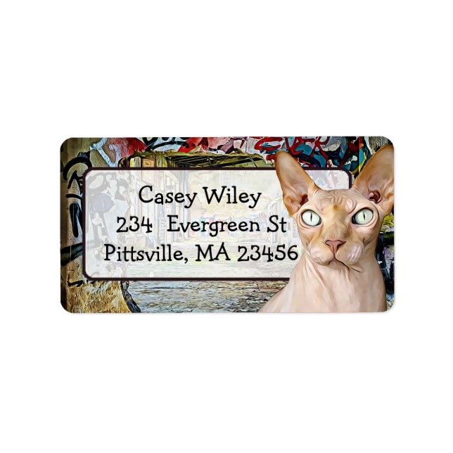 Cat Graffiti Street Art background  Address Label (Front)