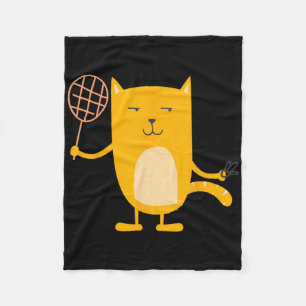 Cat Graphic Badminton Player Shuttle Sports Smash Fleece Blanket