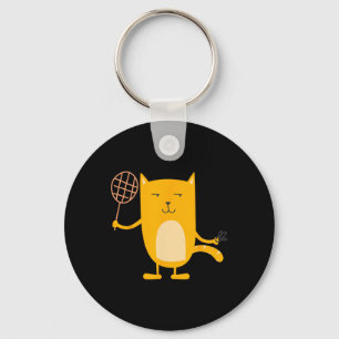 Cat Graphic Badminton Player Shuttle Sports Smash  Key Ring
