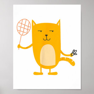 Cat Graphic Badminton Player Shuttle Sports Smash  Poster